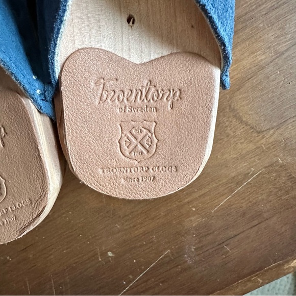 Troentorp Blue Suede Mary Jane Buckle Strap Clogs Sz 37/7 NWOB - Picture 4 of 5